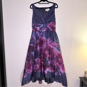 Lela Rose Cotton/Silk Blend High Low Dress
